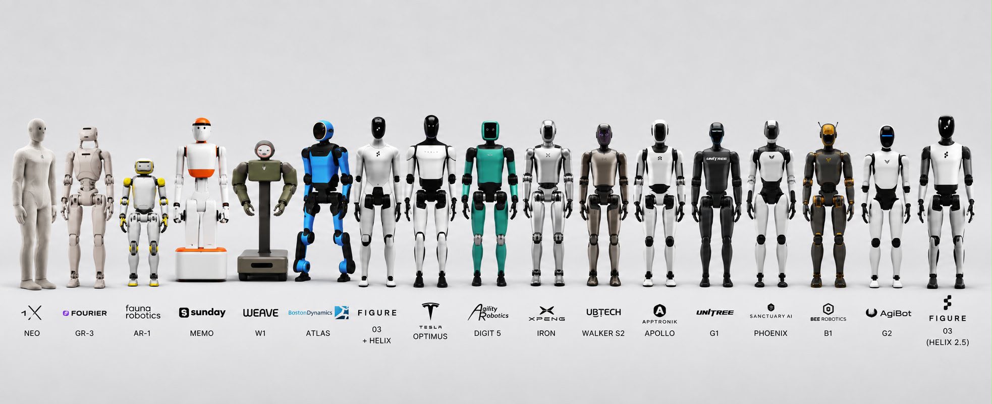 Overview of humanoid robots in 2026 — a selection of 15 models from 15 manufacturers